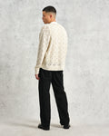 wax london men's Crosby - Ecru Pointelle Cotton Cardigan