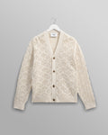 wax london men's Crosby - Ecru Pointelle Cotton Cardigan