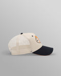 wax london men's Dale - Ecru And Navy Cherub Trucker Cap