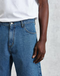 wax london men's Dalston - Mid-Blue Denim Shorts