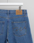 wax london men's Dalston - Mid-Blue Denim Shorts