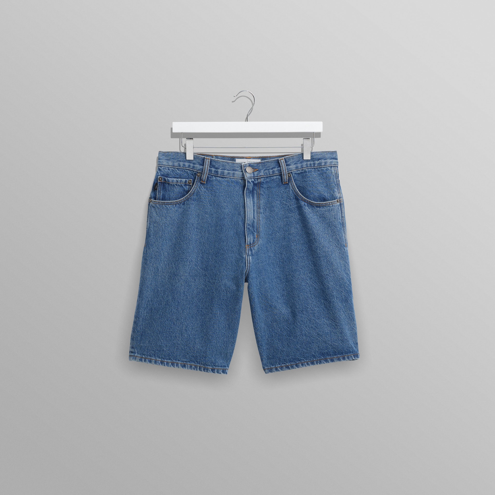 wax london men's Dalston - Mid-Blue Denim Shorts