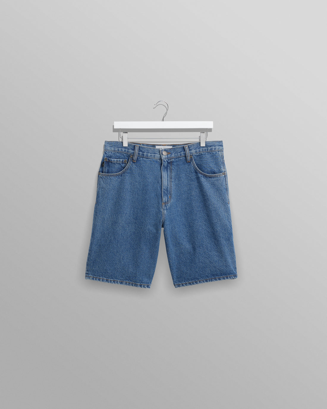 wax london men's Dalston - Mid-Blue Denim Shorts