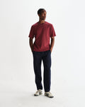 wax london men's Dean - Burgundy Textured Organic Cotton T-Shirt