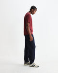 wax london men's Dean - Burgundy Textured Organic Cotton T-Shirt