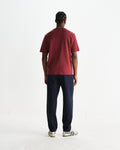 wax london men's Dean - Burgundy Textured Organic Cotton T-Shirt