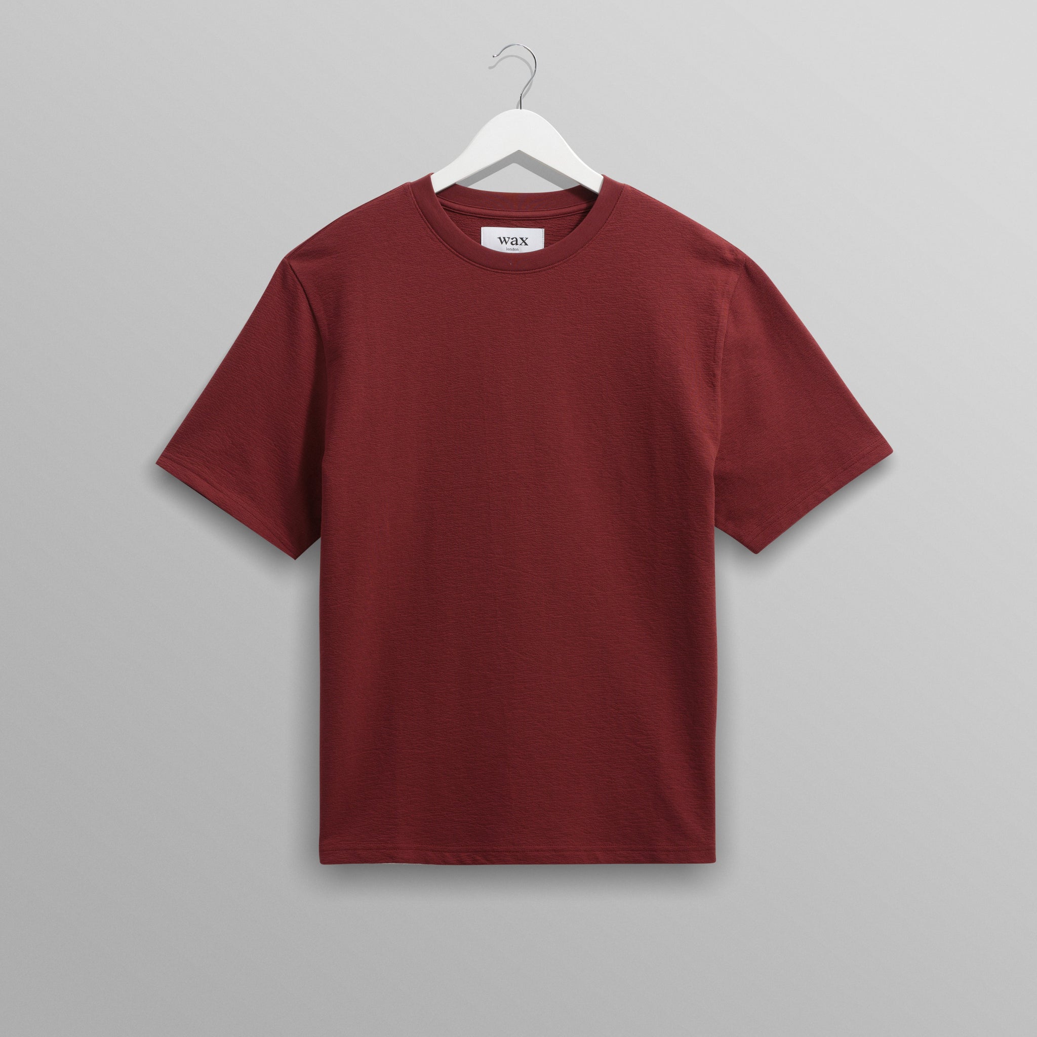wax london men's Dean - Burgundy Textured Organic Cotton T-Shirt