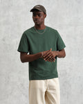 wax london men's Dean - Dark Green Textured Organic Cotton T-Shirt