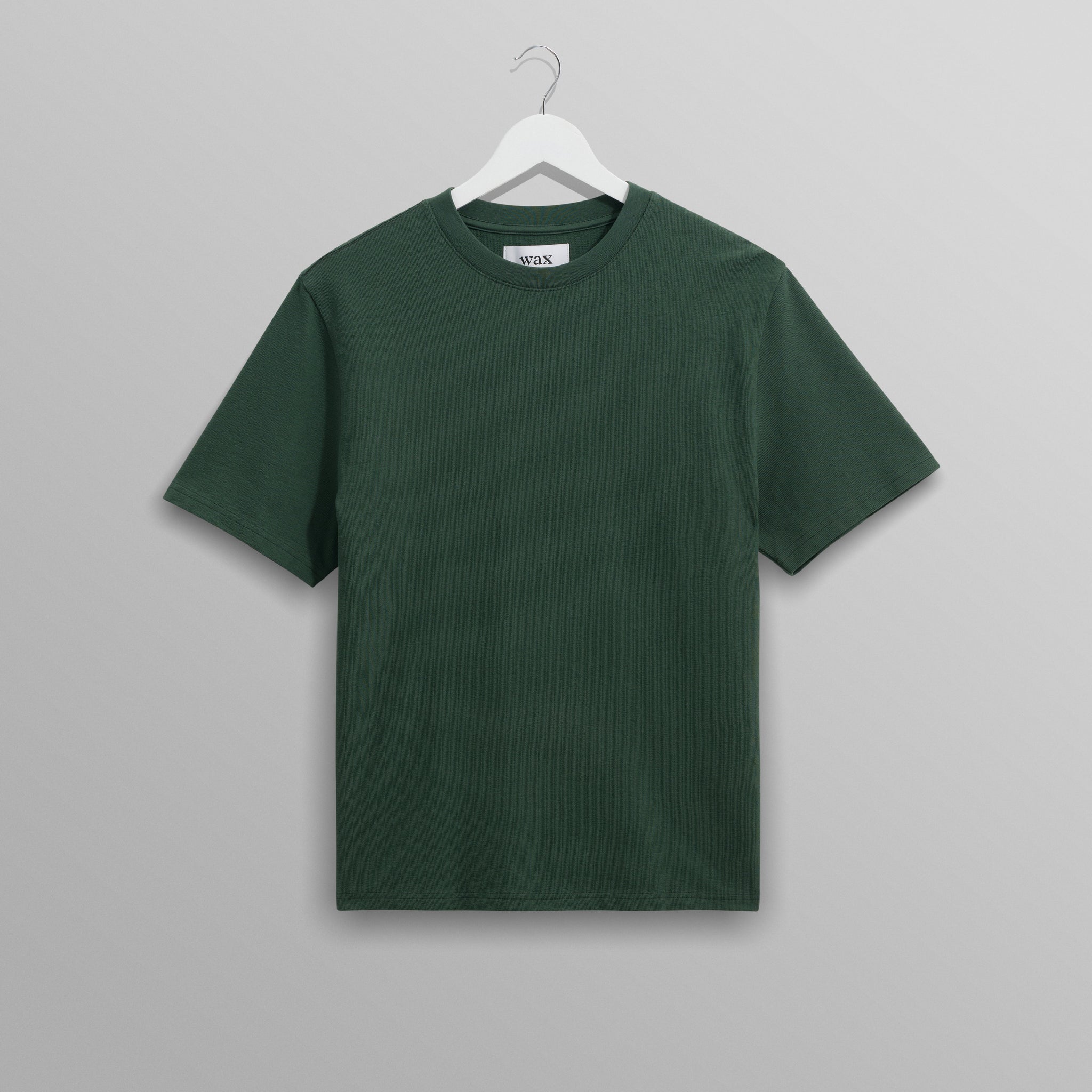 wax london men's Dean - Dark Green Textured Organic Cotton T-Shirt