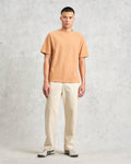 wax london men's Dean - Dusty Orange Textured Organic Cotton T-Shirt