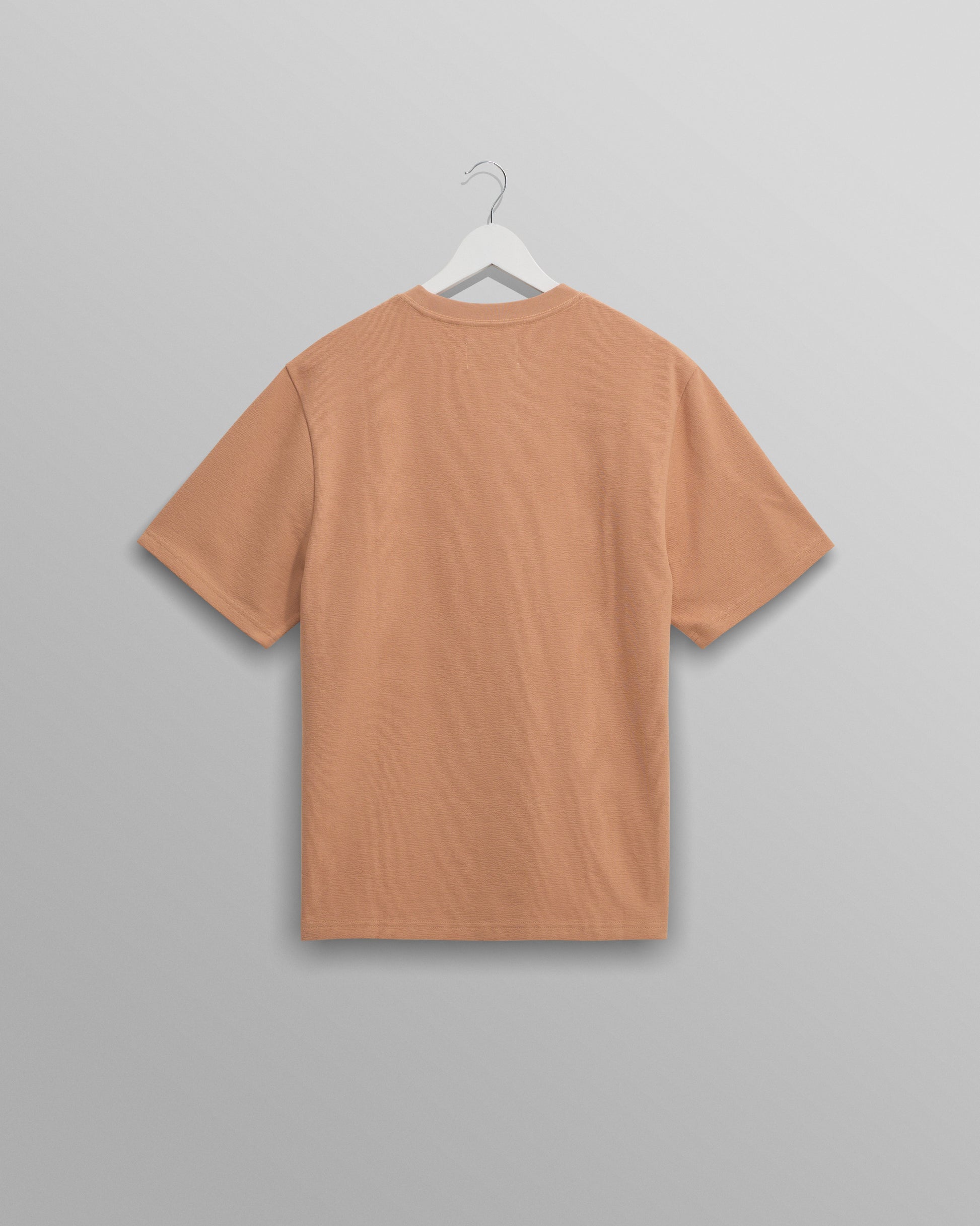 wax london men's Dean - Dusty Orange Textured Organic Cotton T-Shirt