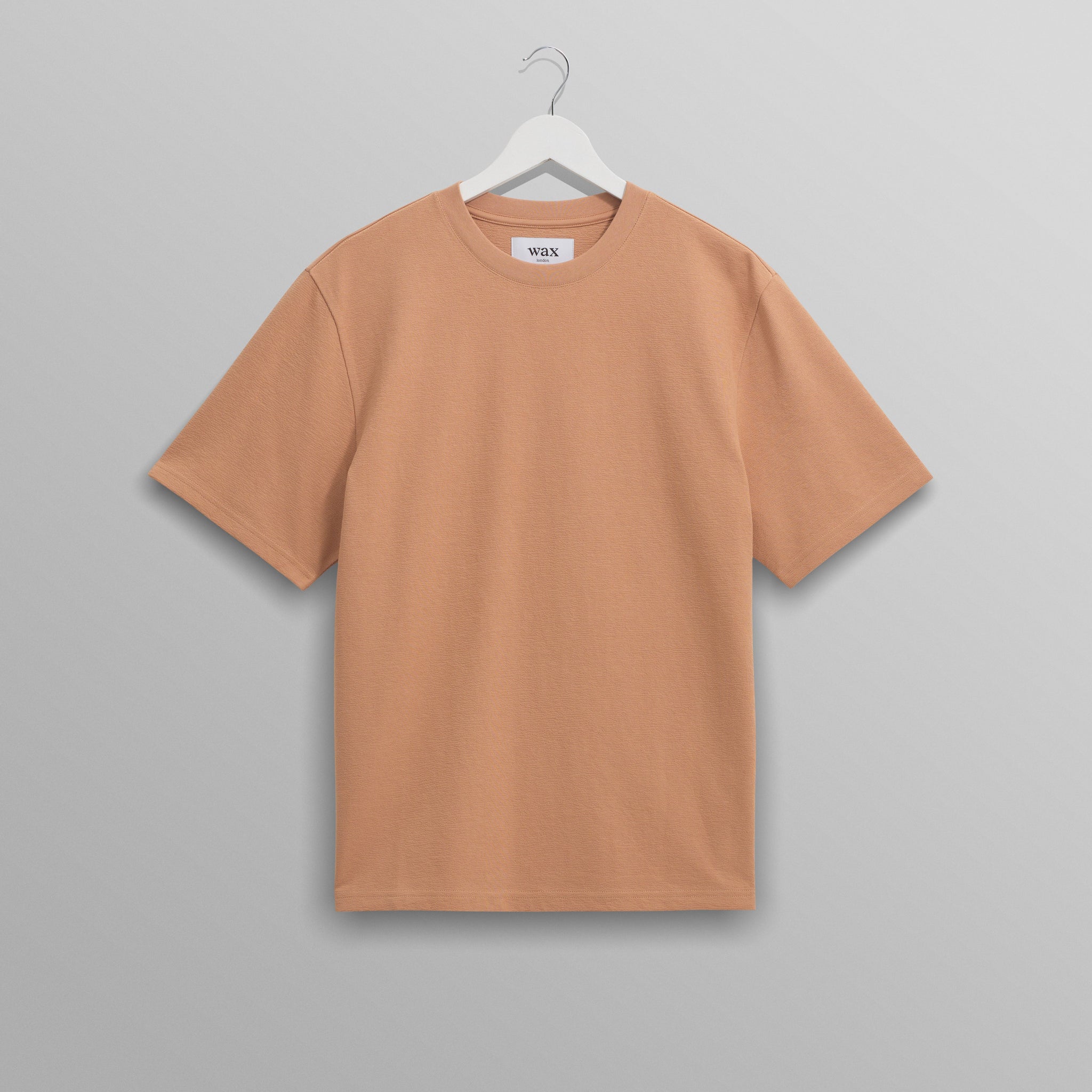wax london men's Dean - Dusty Orange Textured Organic Cotton T-Shirt