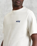 wax london men's Dean - Ecru And Blue Doodle Scene Graphic Cotton T-Shirt