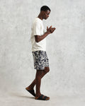 wax london men's Dean - Ecru And Blue Doodle Scene Graphic Cotton T-Shirt