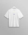 wax london men's Dean - Ecru And Blue Floral Graphic Organic Cotton T-Shirt