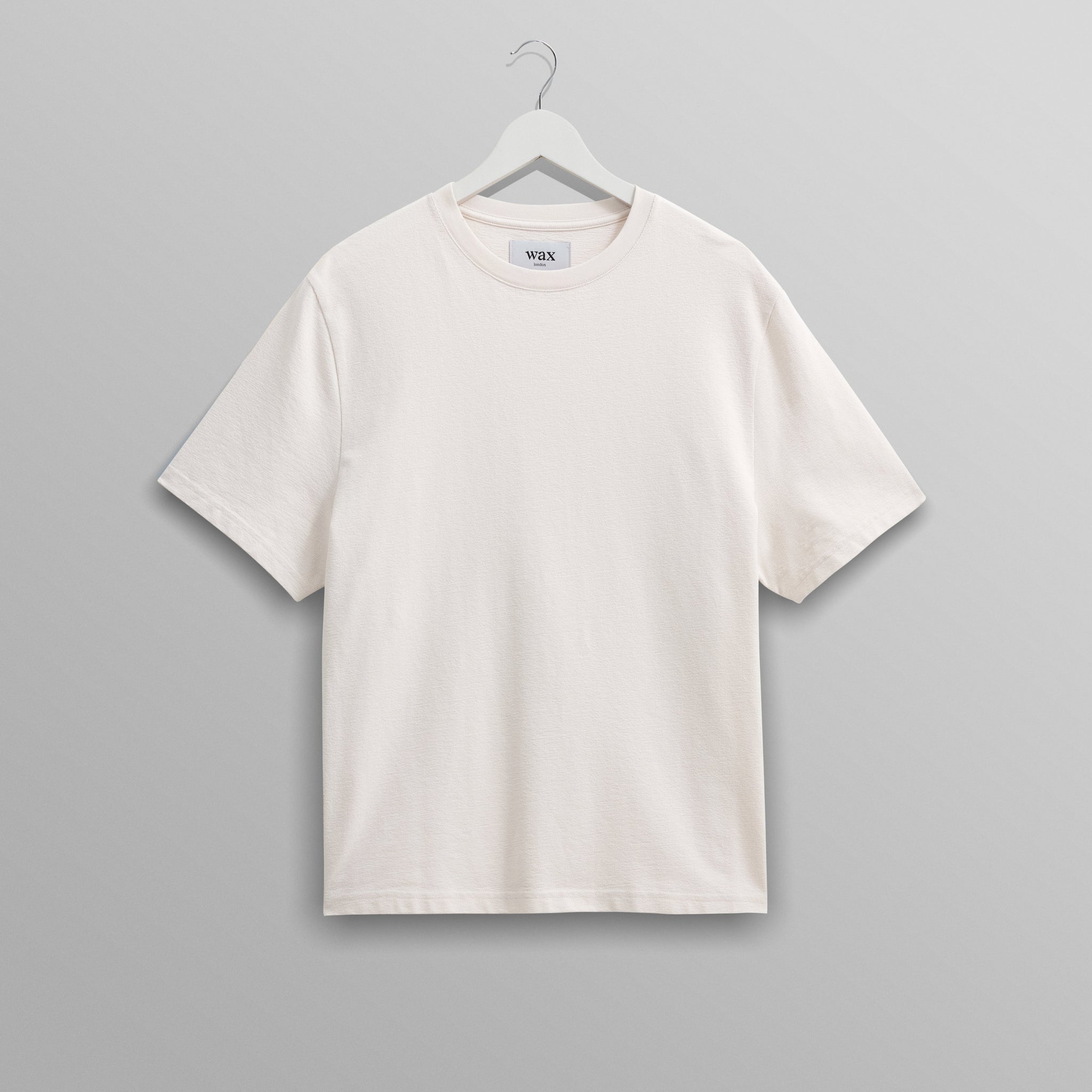 wax london men's Dean - Ecru Textured Organic Cotton T-Shirt