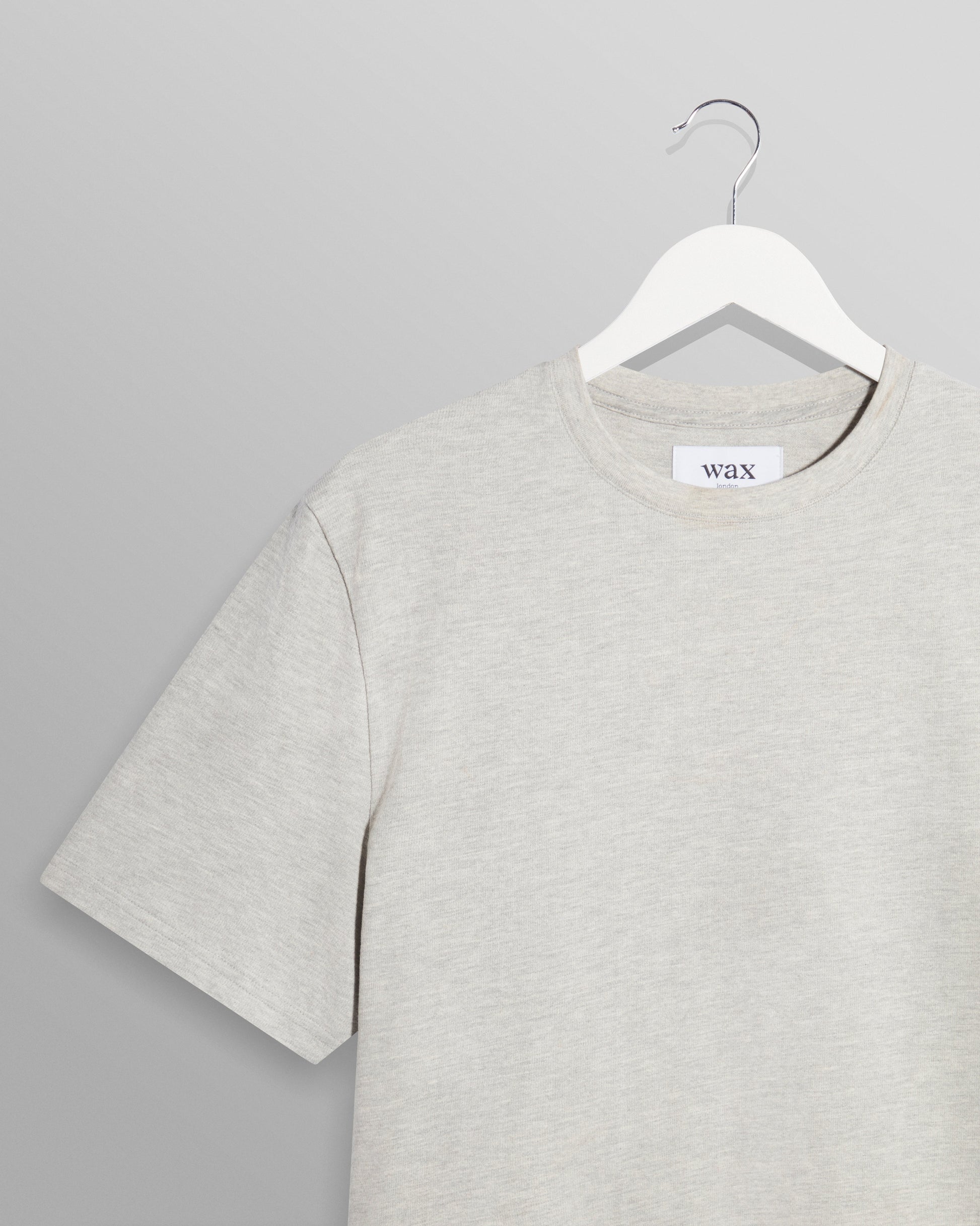 wax london men's Dean - Grey Marl Textured Organic Cotton T-Shirt