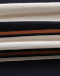 wax london men's Dean - Navy And Ecru Stripe Textured Organic Cotton T-Shirt