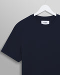 wax london men's Dean - Navy Textured Organic Cotton T-Shirt