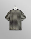 wax london men's Dean - Navy/Ecru Striped Textured Organic Cotton T-Shirt