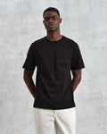 wax london men's Dean - Black Embroidered Logo Organic Cotton T-Shirt
