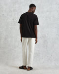 wax london men's Dean - Black Embroidered Logo Organic Cotton T-Shirt