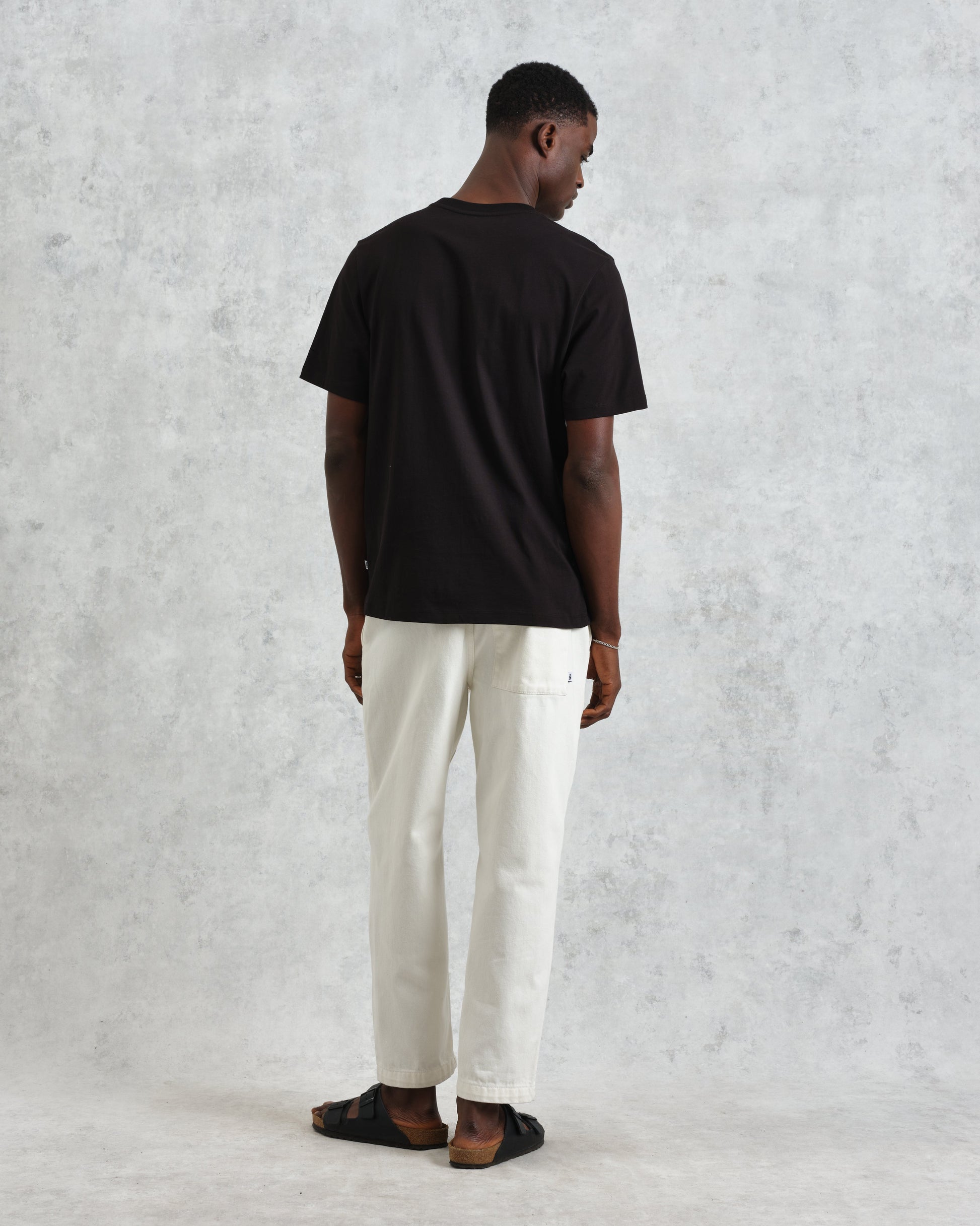 wax london men's Dean - Black Embroidered Logo Organic Cotton T-Shirt