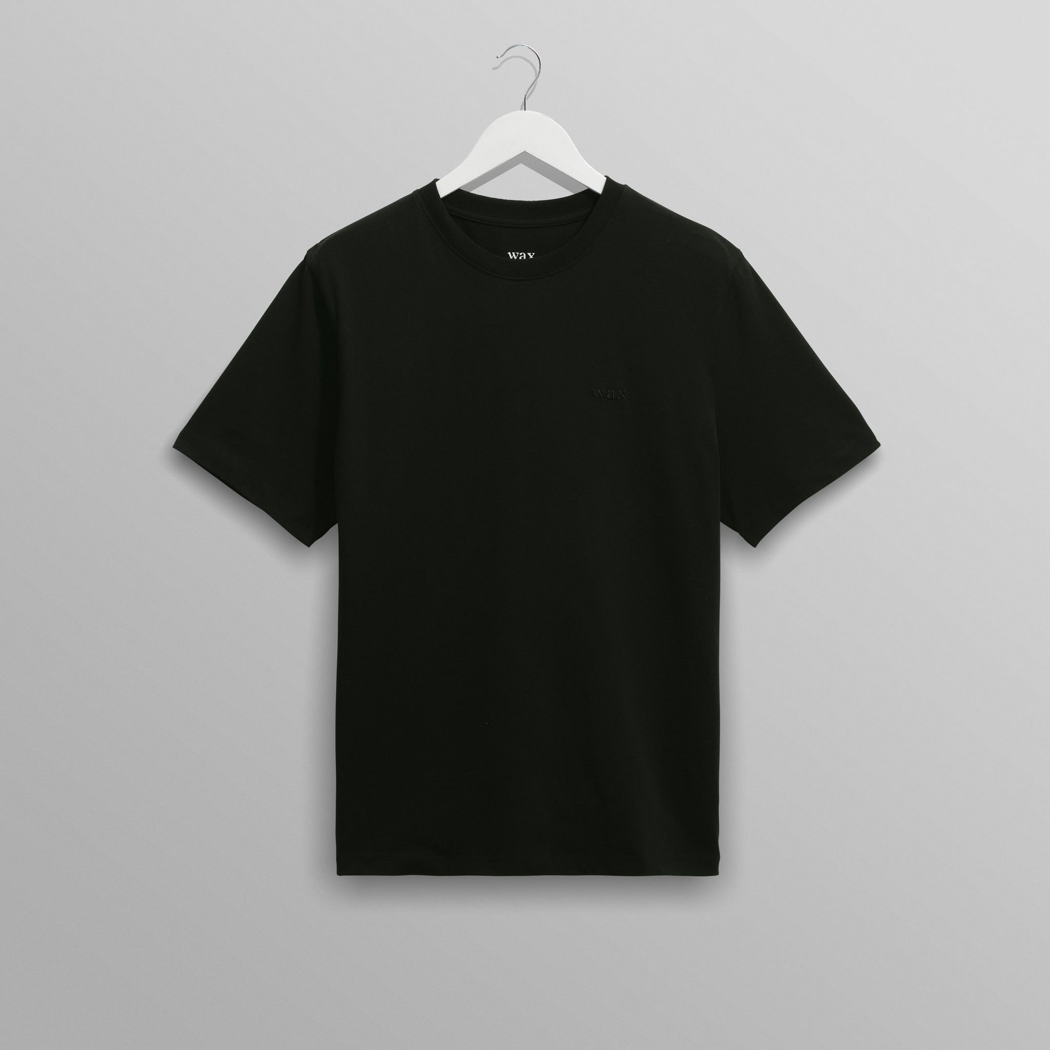 wax london men's Dean - Black Embroidered Logo Organic Cotton T-Shirt
