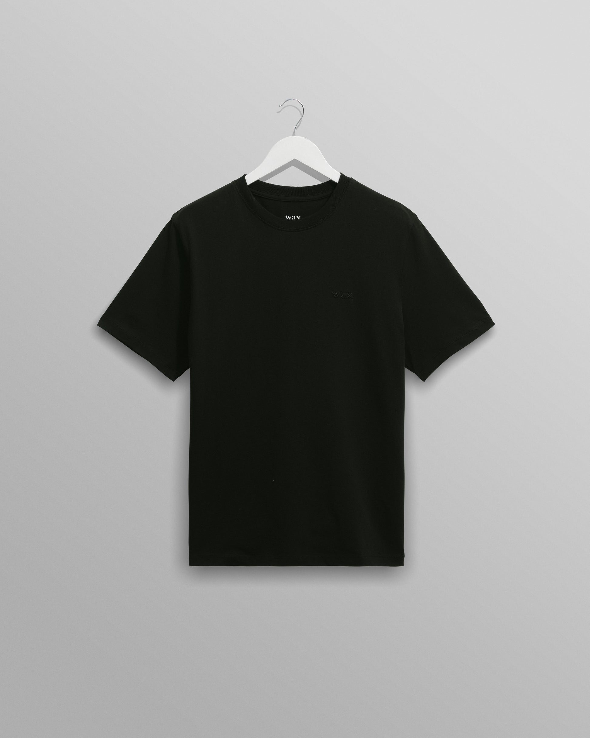 wax london men's Dean - Black Embroidered Logo Organic Cotton T-Shirt