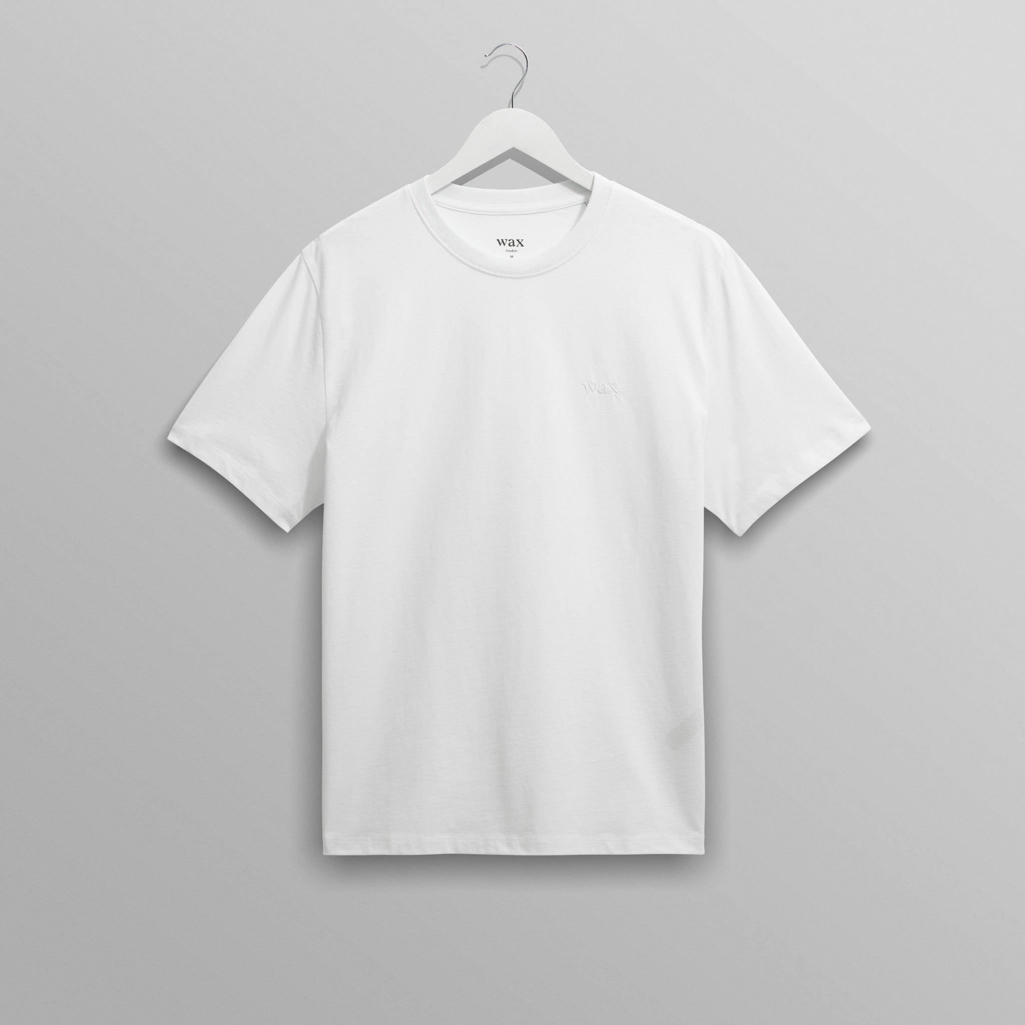 wax london men's Dean - White Embroidered Logo Organic Cotton T-Shirt