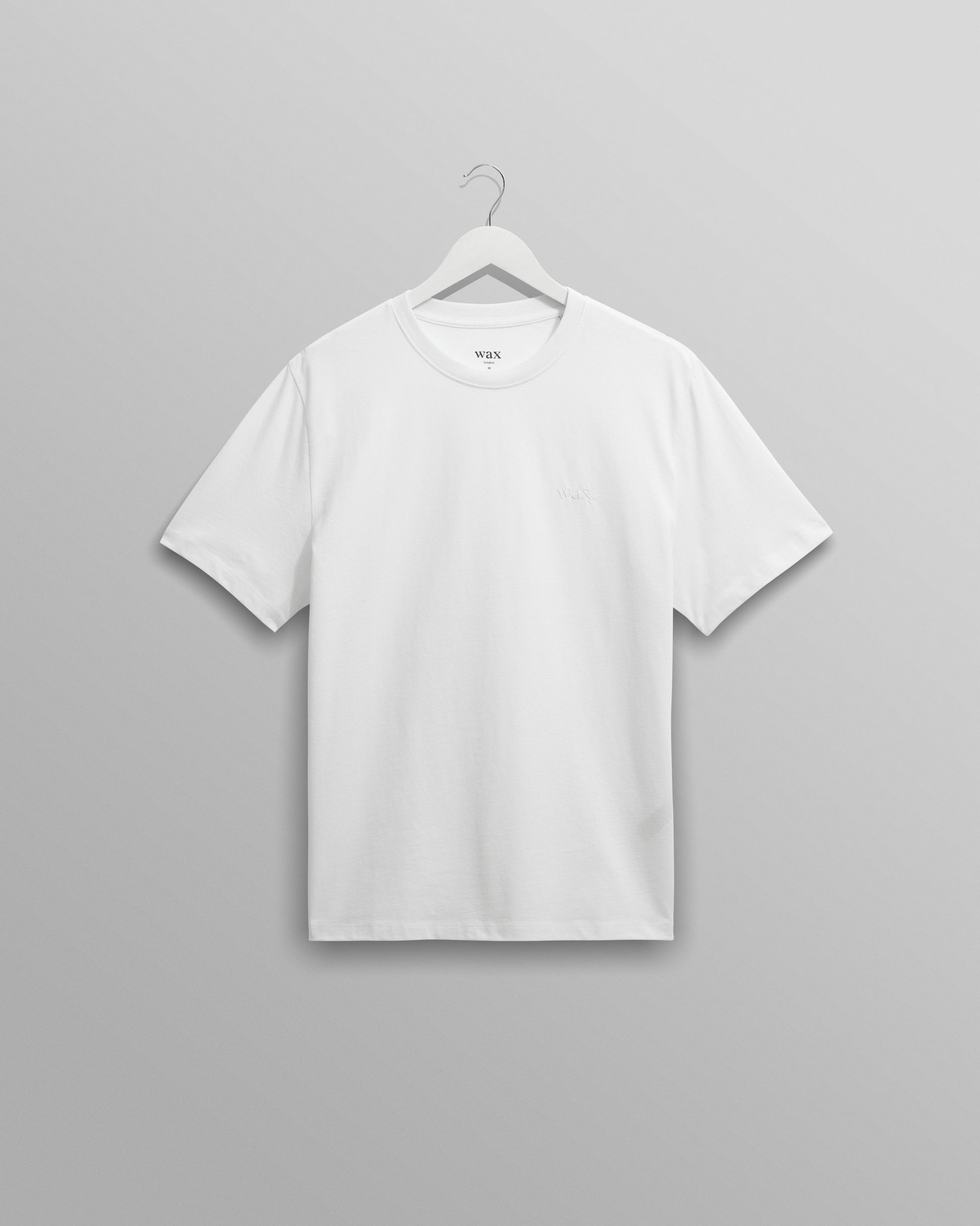 wax london men's Dean - White Embroidered Logo Organic Cotton T-Shirt