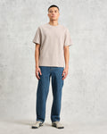 wax london men's Dean - Taupe Grey Textured Organic Cotton T-Shirt