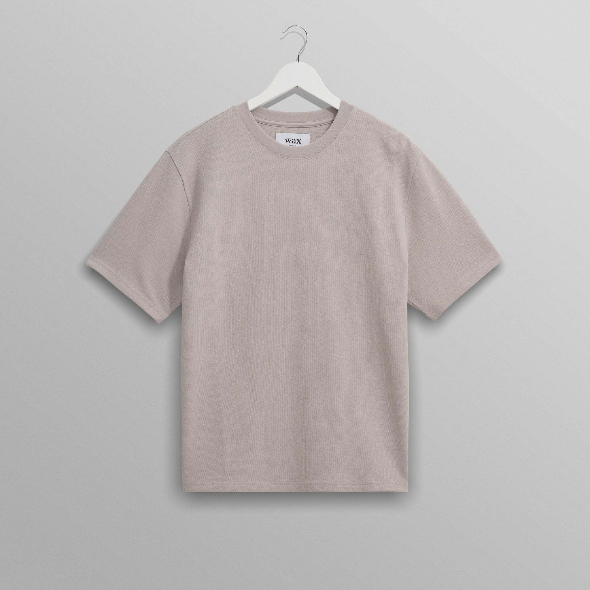 wax london men's Dean - Taupe Grey Textured Organic Cotton T-Shirt