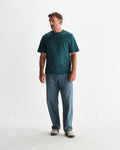 wax london men's Dean - Teal Textured Organic Cotton T-Shirt
