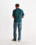 wax london men's Dean - Teal Textured Organic Cotton T-Shirt