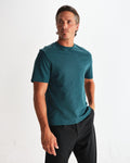 wax london men's Dean - Teal Textured Organic Cotton T-Shirt