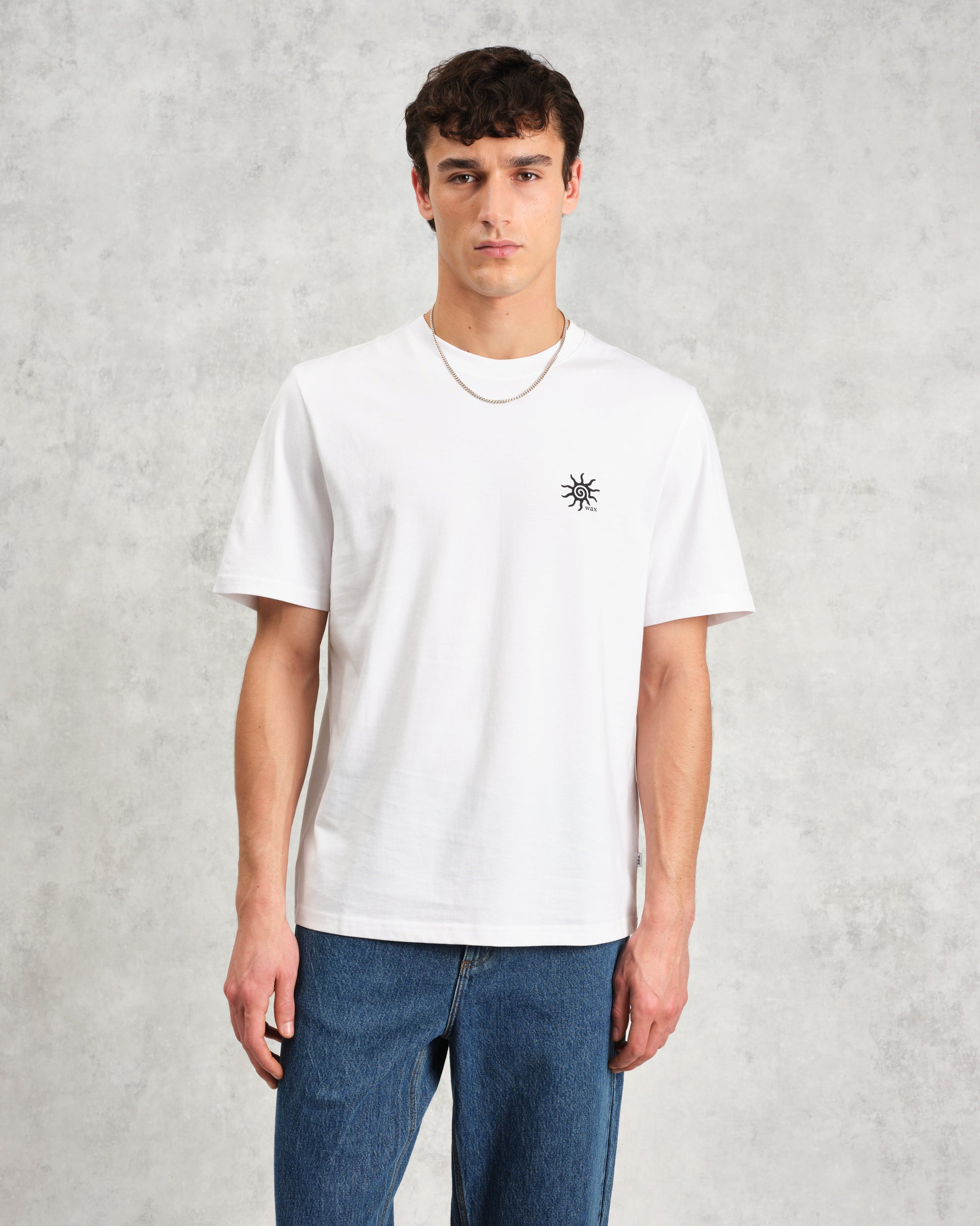 wax london men's Dean - White London Postcard Graphic Organic Cotton T-Shirt