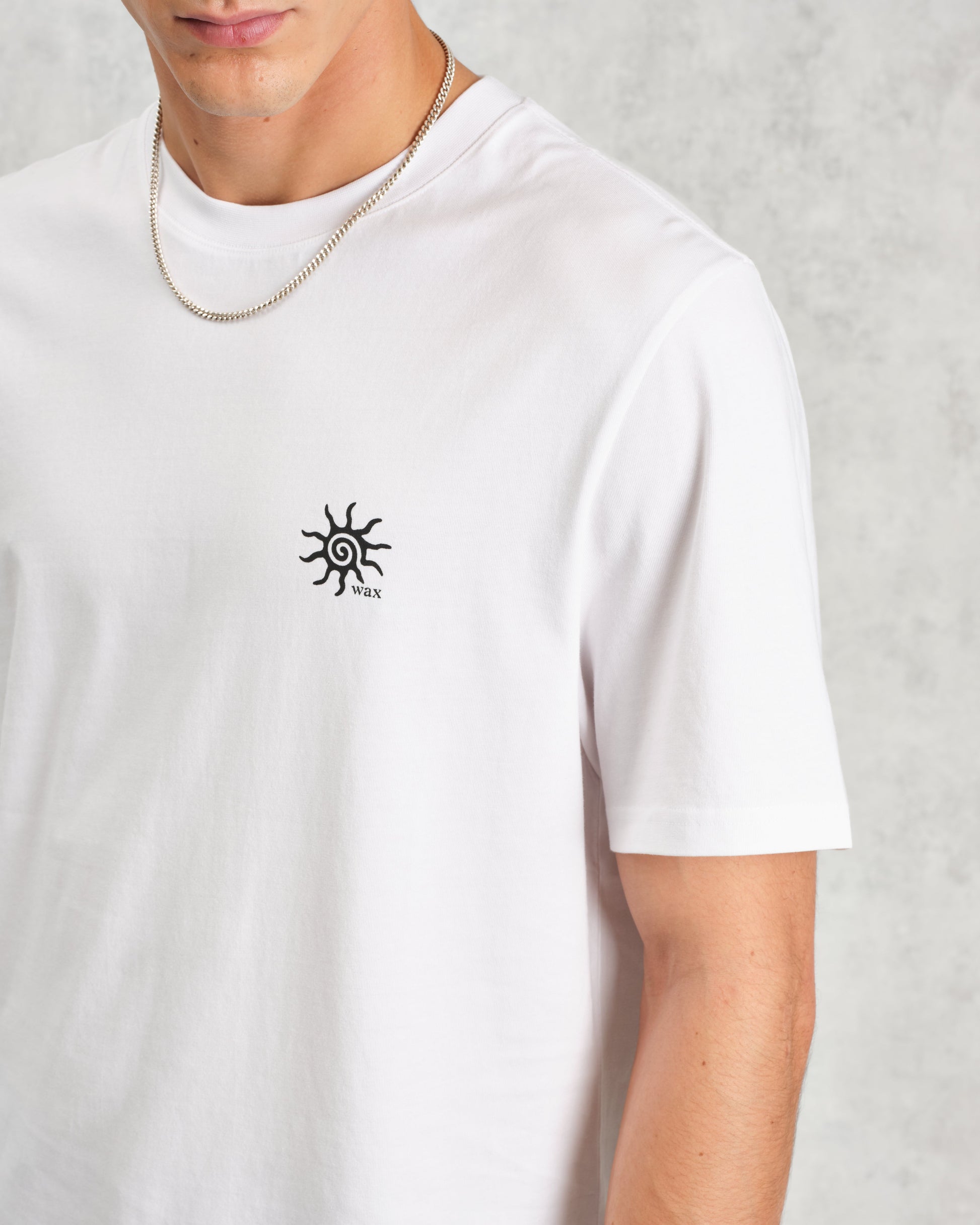 wax london men's Dean - White London Postcard Graphic Organic Cotton T-Shirt