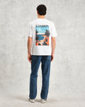 wax london men's Dean - White London Postcard Graphic Organic Cotton T-Shirt