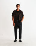 wax london men's Didcot - Black And Brown Paisley Short-Sleeve Shirt