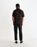 wax london men's Didcot - Black And Brown Paisley Short-Sleeve Shirt