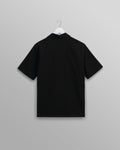 wax london men's Didcot - Black And Ecru Abstract Appliqué Short-Sleeve Shirt