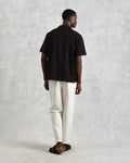 wax london men's Didcot - Black And Ecru Abstract Appliqué Short-Sleeve Shirt