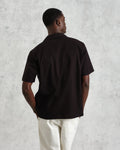 wax london men's Didcot - Black And Ecru Abstract Appliqué Short-Sleeve Shirt