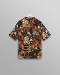 wax london men's Didcot - Black And Multicolour Abstract Short-Sleeve Shirt