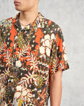 wax london men's Didcot - Black And Multicolour Abstract Short-Sleeve Shirt
