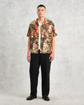 wax london men's Didcot - Black And Multicolour Abstract Short-Sleeve Shirt