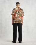 wax london men's Didcot - Black And Multicolour Abstract Short-Sleeve Shirt