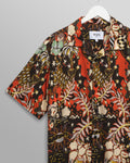 wax london men's Didcot - Black And Multicolour Abstract Short-Sleeve Shirt