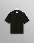 wax london men's Didcot - Black And Multicolour Appliqué Short-Sleeve Shirt